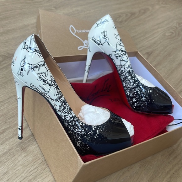 Christian Louboutin’s Black / white / red - size 37.5 - Picture 1 of 16